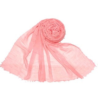 Plain stole in crinkled cotton fabric - Orange